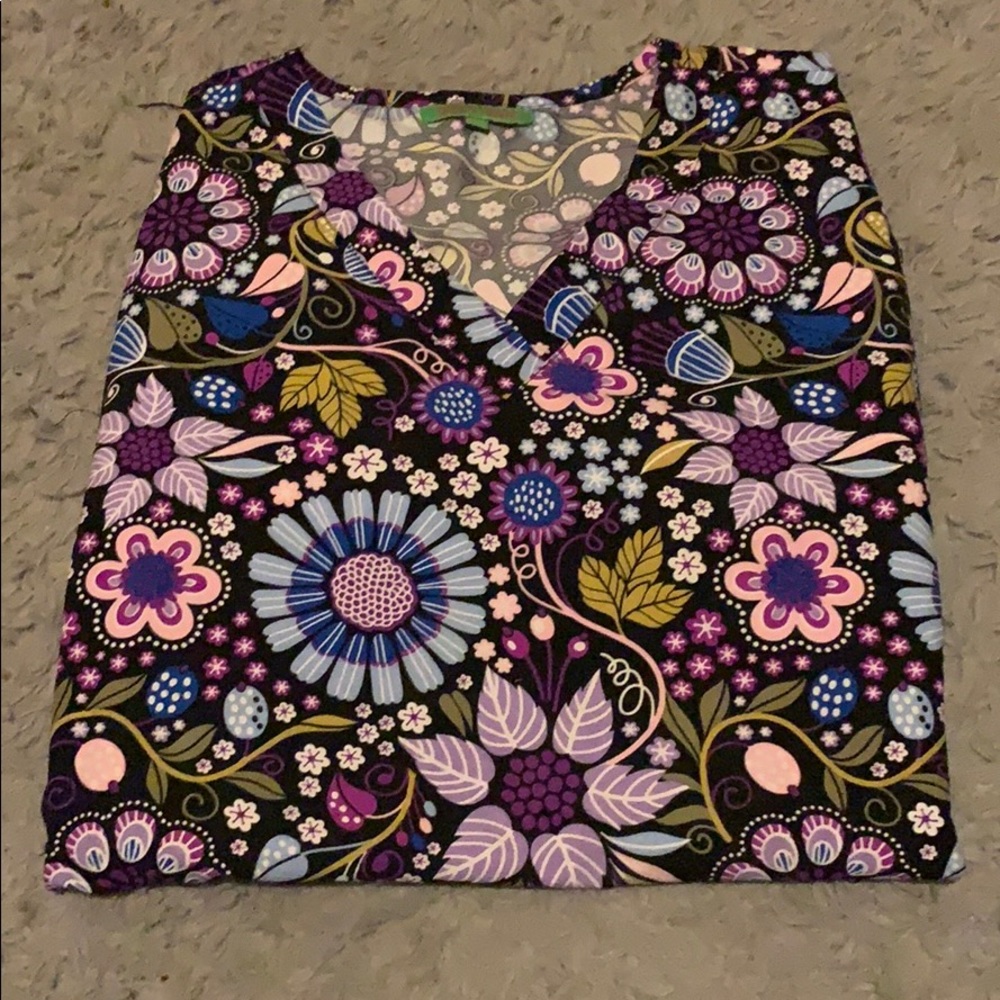 Purple multi color scrub shirt